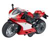Toy Motorcycle Model 1:14 Scale Alloy Plastic Pull Back Toy Motorcycle with Sound and Light for Kids Red