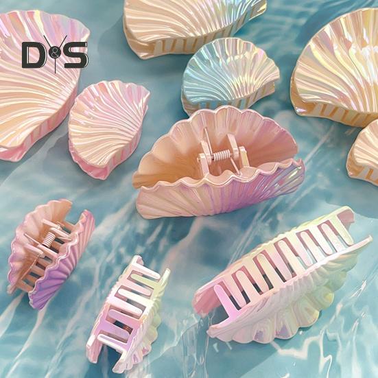 Haarspange Farbverlauf Hohles Design Muschelform Haarklammer Kunststoff Harz Material Starker Halt Hinterkopf Haarklammer