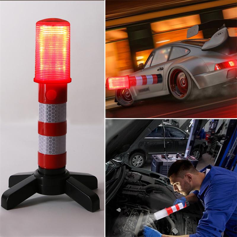 2 stk LED Magnetisk Lommelygte Nød Vejside Fyr Aftageligt Standpunkt Advarselslys Sikkerhedsstrobe Lys Advarselssignal Alarm SOS Lamper