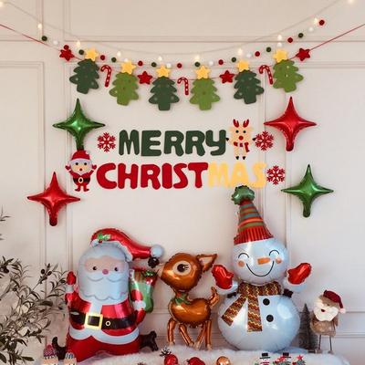 Party Friends Christmas Balloon Set Garland Home Party (including Cherry Bulbs), Luxury Set B+Rudolph+..., 1 Set