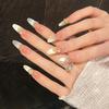 French Style Seven Color Cat Eye Crystal Flower Handmade False Nails 10PCS for Women