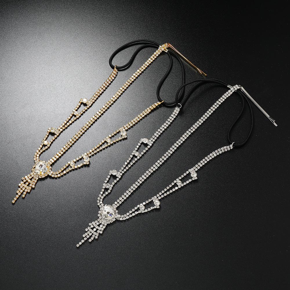 Accesorios de moda para el cabello, cadena para el cabello con diamantes de imitación personalizada, diadema con cadena para la frente con diamantes versátil y de temperamento completo