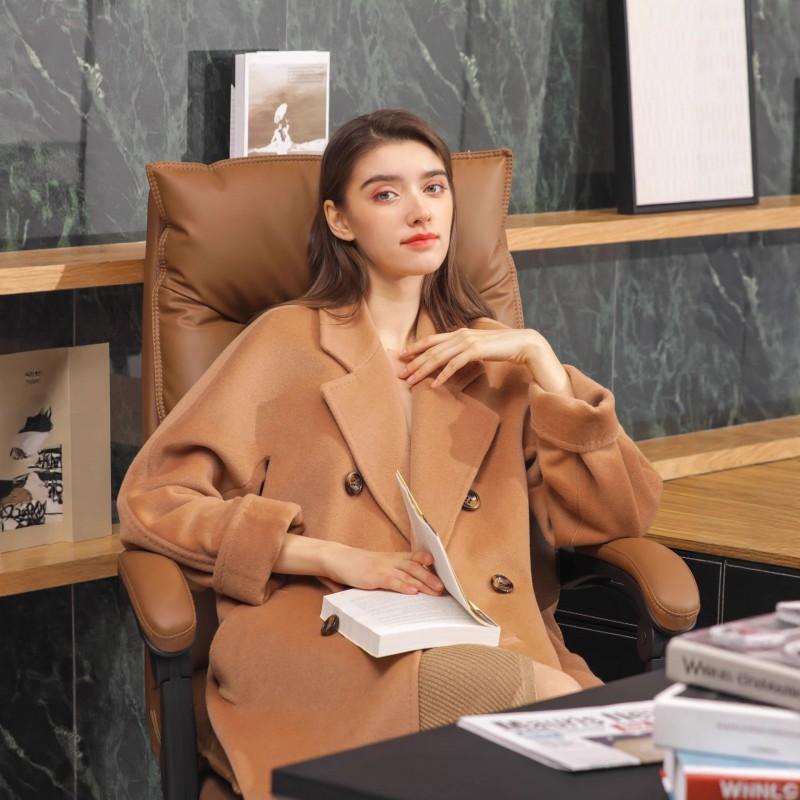 Womens Double-Sided Wool Coat Oversized Longline Trench Style Knee-Length Loose Fit British Elegant Winter Outerwear