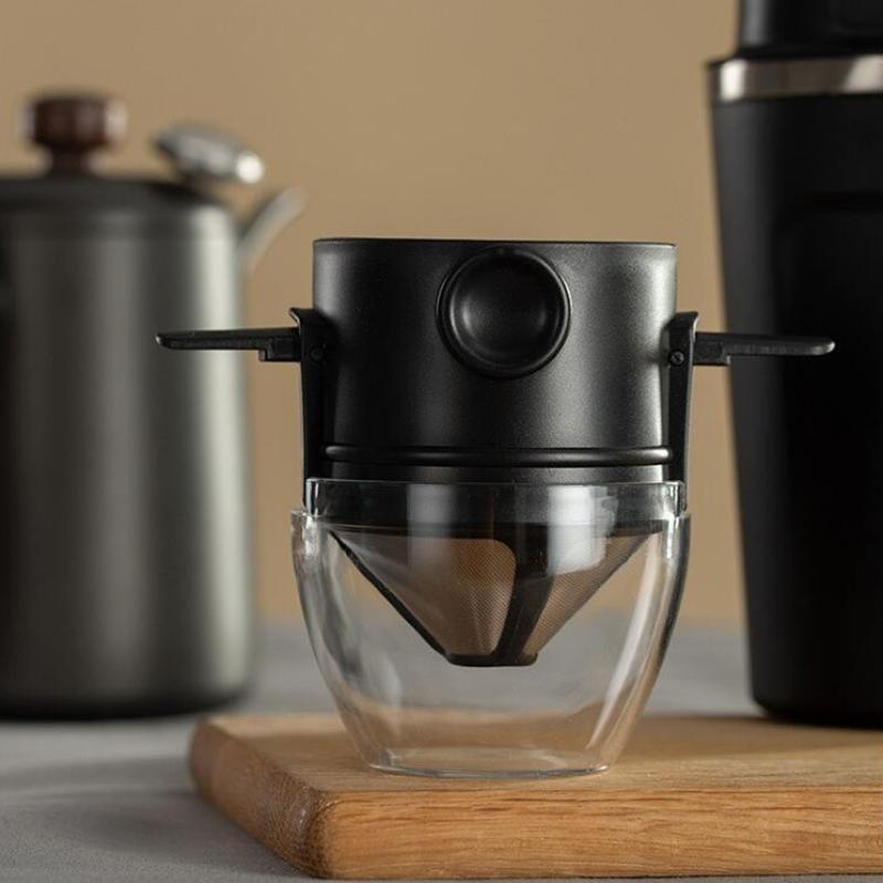 Caffettiera con filtro per caffè portatile pieghevole Caffettiera a goccia in acciaio inossidabile Porta tè Riutilizzabile senza carta per versare sopra il gocciolatore per caffè