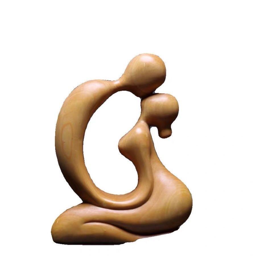Boxwood Modern Minimalist Couple Carving: Jane Love Art Wooden Home Decoration