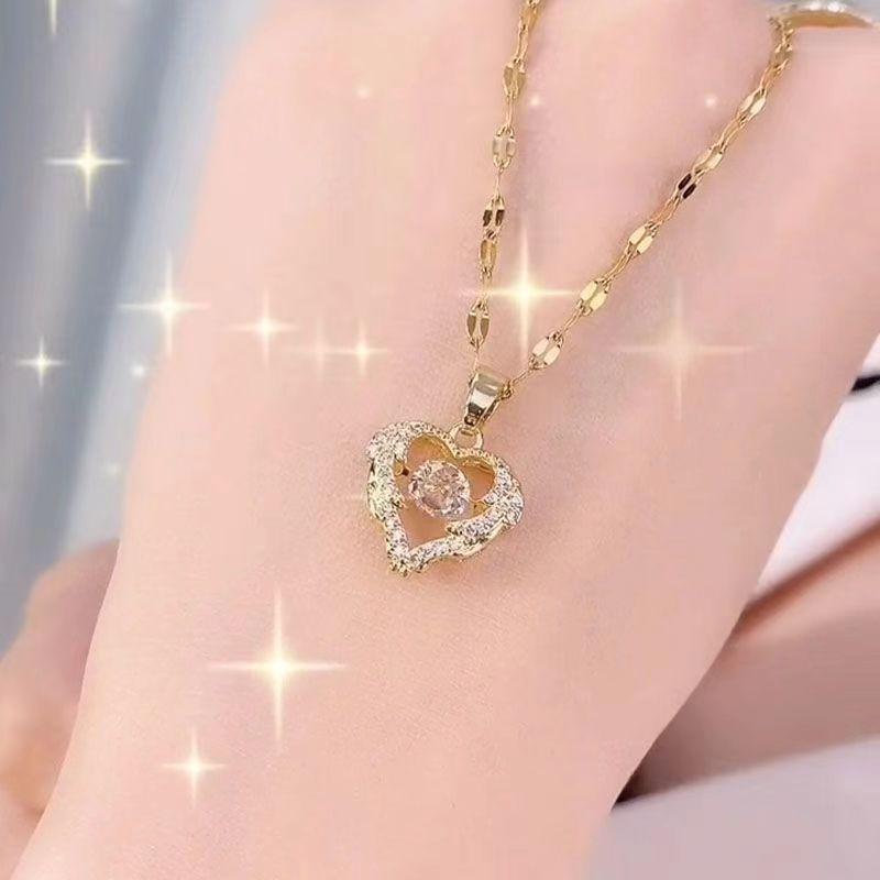 Japanischer und Koreanischer Stil Liebe Seele Dynamisch Ozean Herz Für Mädchen Schlüsselbein Kette, Anhänger Design, Legierung Kette