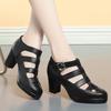 Pantofi cu platformă cu decupaje respirabile, cu capăt închis, 5,5 cm 7 cm, piele moale, Sandale Gladiator cu toc bloc, pentru birou, mamă, vara 2025