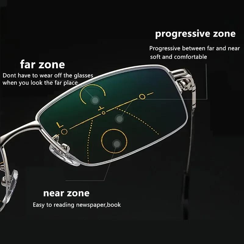 Men Multifocal Reading Glasses Progressive Near Far Anti Blue Ray Presbyopic Glasses Magnifying Women Black Gafas +1.0 To +4.0