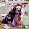 Kamado Nezuko Demon S-Slayer Japan Anime Mykt flanellteppe for senger Soverom Sofa Piknik, Kasteteppe for barn Utendørs Fritid