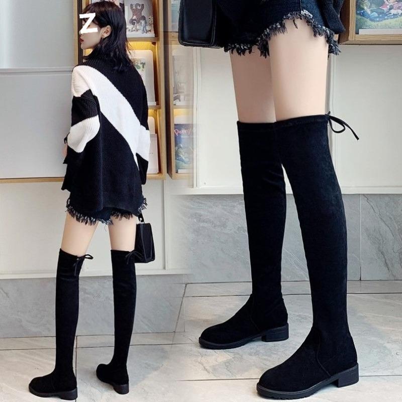 knee boots winter velvet new small elastic thin boots thick heel long boots high boots women