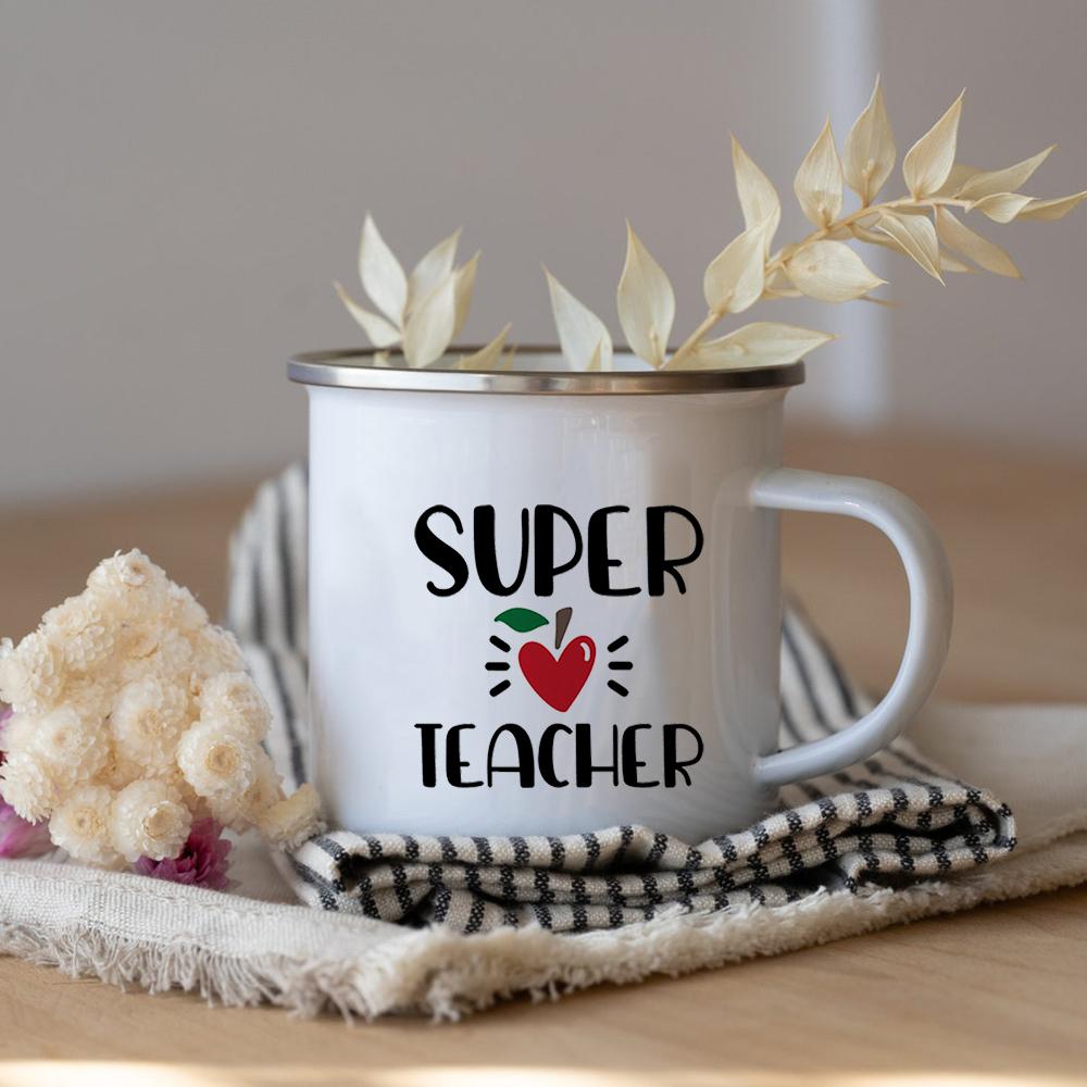 Ich bin ein Lehrer Was ist deine Superkraft Lehrer Kaffee Tee Tasse Lehrer Wertschätzung Geschenk Liebe Lehren Inspirieren Lehrer Emaille Tasse