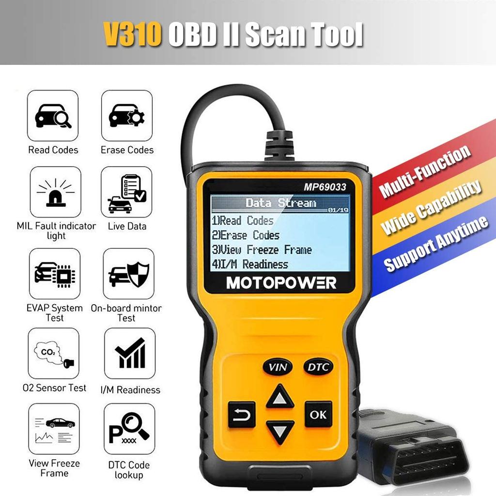 MOTOPOWER MP69033 OBD2-Scanner Universeller Motorfehlercode-Leser für Autos, CAN-Diagnose-Scan-Tool für alle Autos mit OBD II-Protokoll