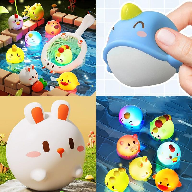Random Animal Light Up Baby Bath Toys Toddler Water Bath Tub Toys Animal Floating Bathtub Toys Baby Shower for Infant Boys Girls