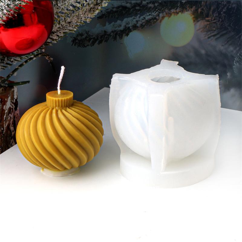 Geometrische Weihnachts-Kugel Kerze Silikonform Glockendesign Geeignet für Aromatherapie-Kerzen Gips-Bastelarbeiten Weihnachts-Heimdekoration