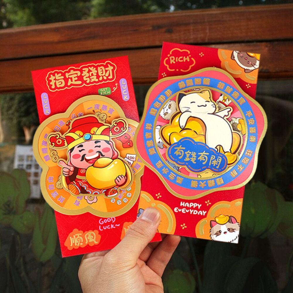 Paper Money Pocket Rotating Red Envelope Cartoon God of Wealth Envelopes Lucky Gifts  Kids Gifting