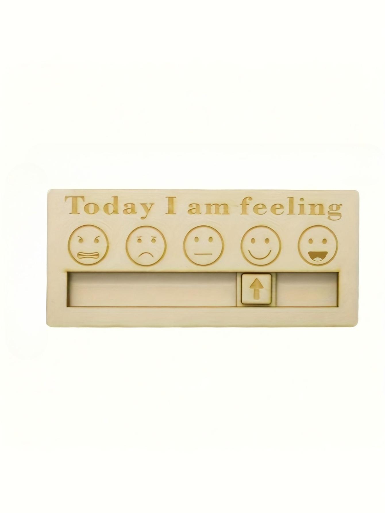 Wooden Emotion Expression Sign - Today I am Feeling with 5 Emotion Symbols (Angry, Disgusted, Sad, Neutral, Happy, Joyful)
