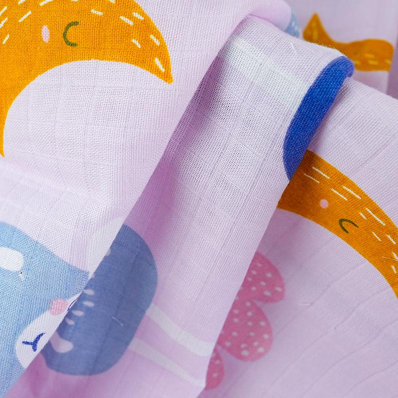 Baby Cotton Double-Layer Gauze Swaddle: Cartoon Towel Blanket & Sleepwear for Newborns - Spring/Summer