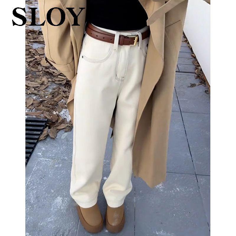Women s Petite High-Waist White Straight-Leg Jeans for Spring and Autumn XS