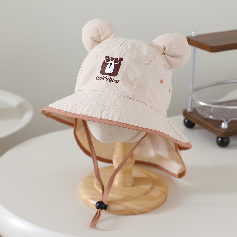 Kids' Summer Wide Brim Bucket Hat - Little Bear Design, Breathable, Quick-Dry Sun Protection for Boys & Girls