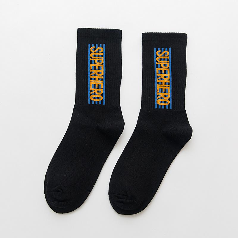Korean style fashion Harajuku street hip hop socks unisex fun men's socks happy skateboard Chinese character letter ladies socks