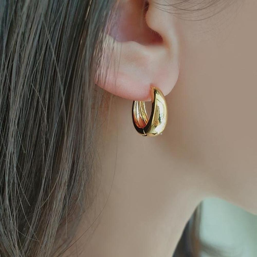 One-Touch Yellow Gold Water Drop Hoop Earrings (S7966926)