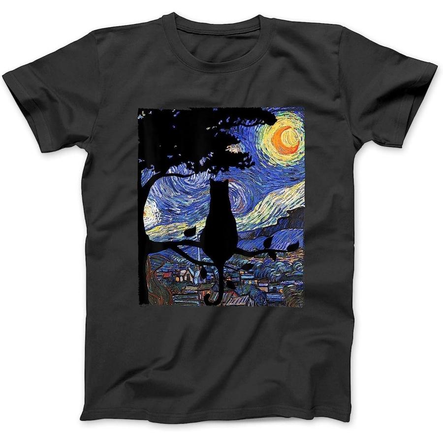 Cat Starry Night, Cat Van Gogh, Cat Art, Funny Cat T-Shirt NGO Womens Mens Tank Top Sweatshirt Hoodie Longsleeve Black XXXXXL чёрный