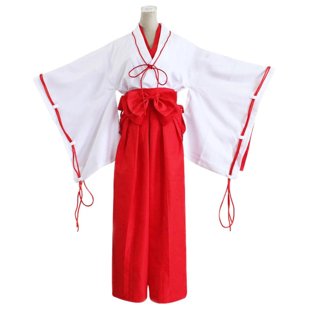 Formemory Miko Outfit Costume Traditional Clothing Japanese Style Halloween Mini Ribbon Shrine Cosplay White Red Ladies Loose Fit Year School Festival