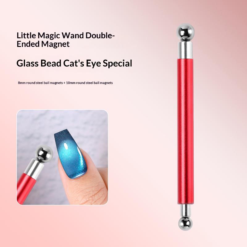 Double Headed Strong Magnetic Stick Cat Eye Magnet With 2 Steel Balls Nail Art Cylindrical For Uv Gel Polish Manicure Pen Tools