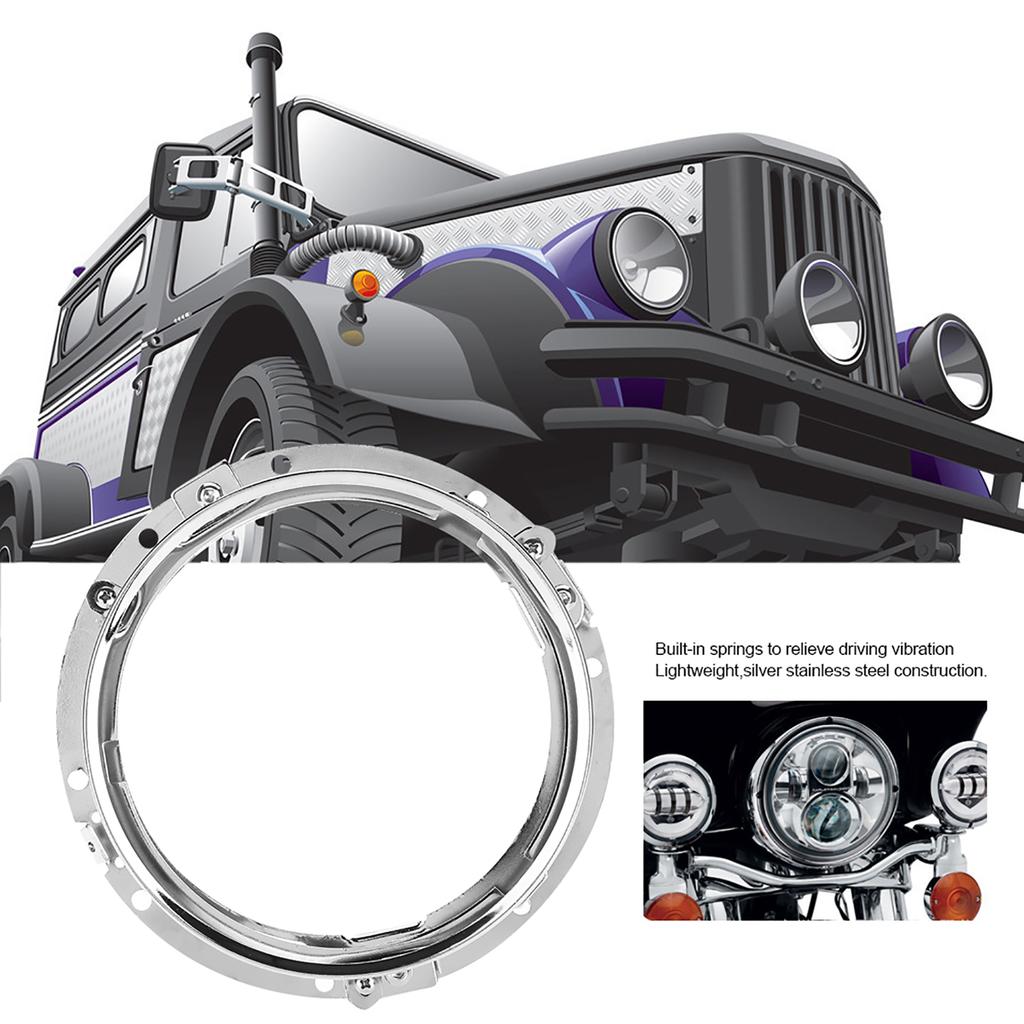 7 inch Car Headlight Round Ring Mounting Bracket for Jeep Wrangler (Silver)
