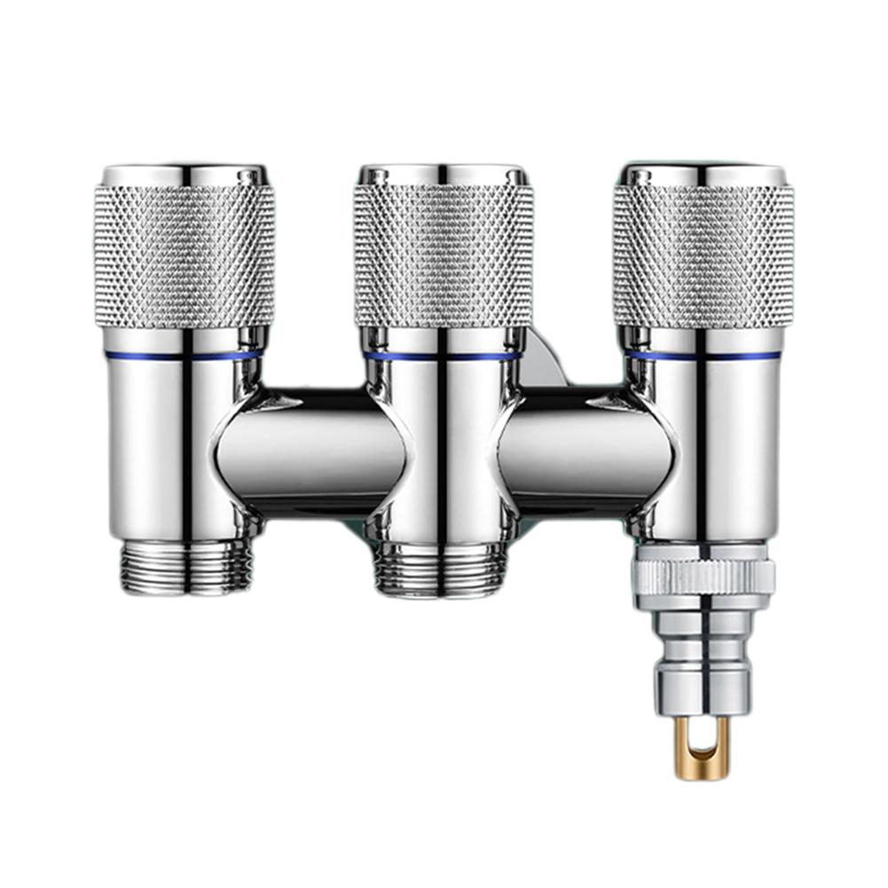 Heavy Duty 1 In Three Out Water Diversion Valve Separate Rotary Switch Control Compatible with Bathroom Toilet Bidet Sprayers