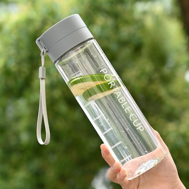 Sports Water Cup Outdoor Large Capacity Frosted Transparent Plastic Water Cup Portable Handheld Rope Cup Summer High Appearance Water Bottle
