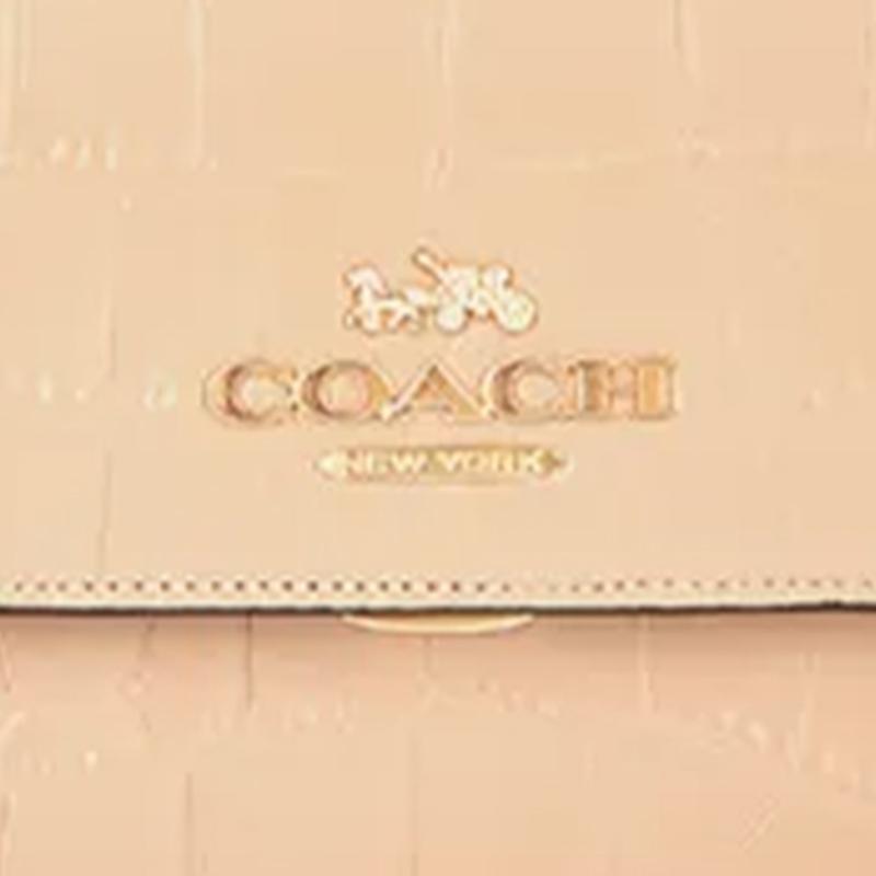 Coach Borsa a Spalla Effetto Coccodrillo, Pelle Color Crema Logo Carrozza Dorata, Borsa a Tracolla Convertibile da Donna per Uso Quotidiano, Feste, Viaggio CN061-IMTAU