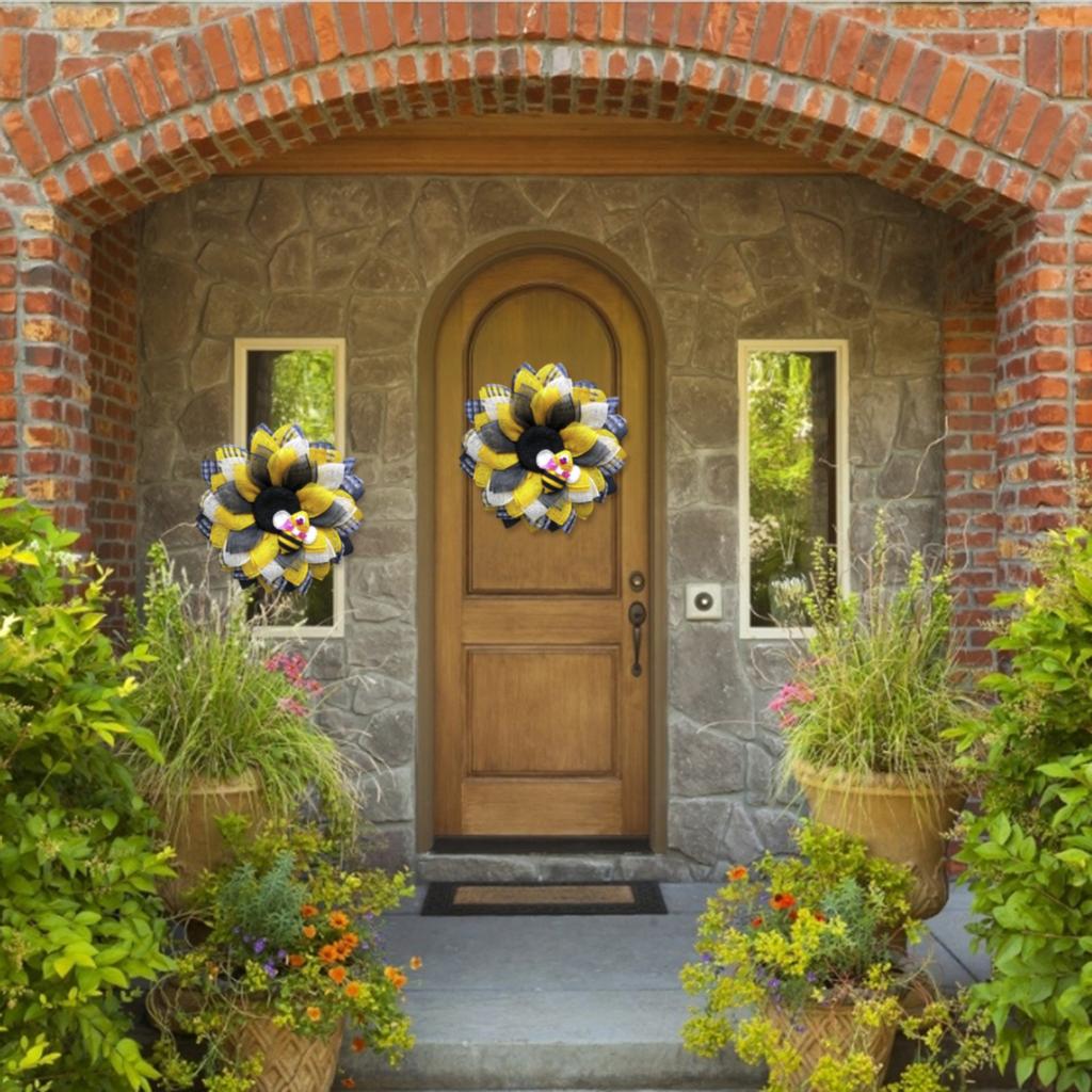 Simulation Leaf Bee SunflowerWreath Artificial Garland Hanging Pendants Wedding