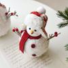 Kawaii Cartoon Christmas Snowman Ornaments White Soft Snowman Statue Knitted Simulation Xmas Decoration Christmas Table