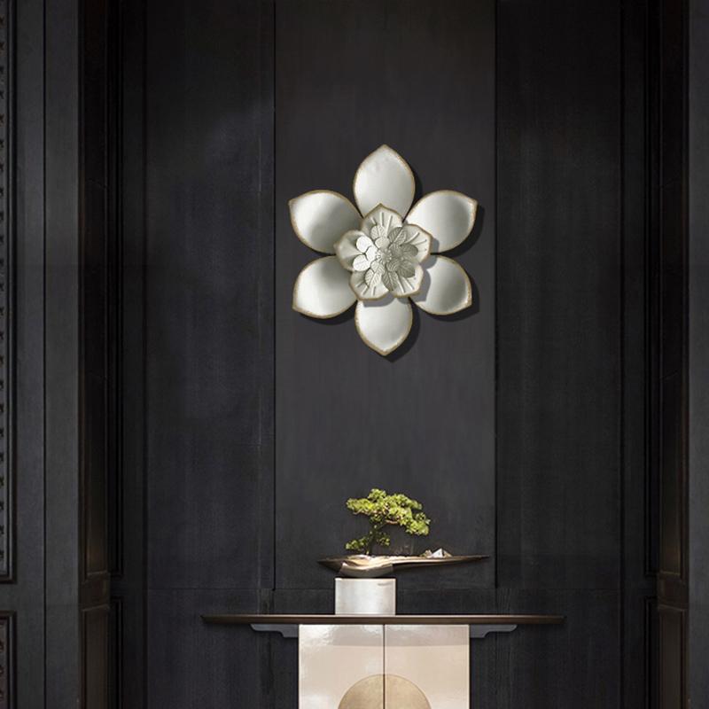 Modern Wrought Iron Flower Wall Decoration Pendant Livingroom Background Wall Hanging Ornaments Hotel Porch Wall Art Crafts