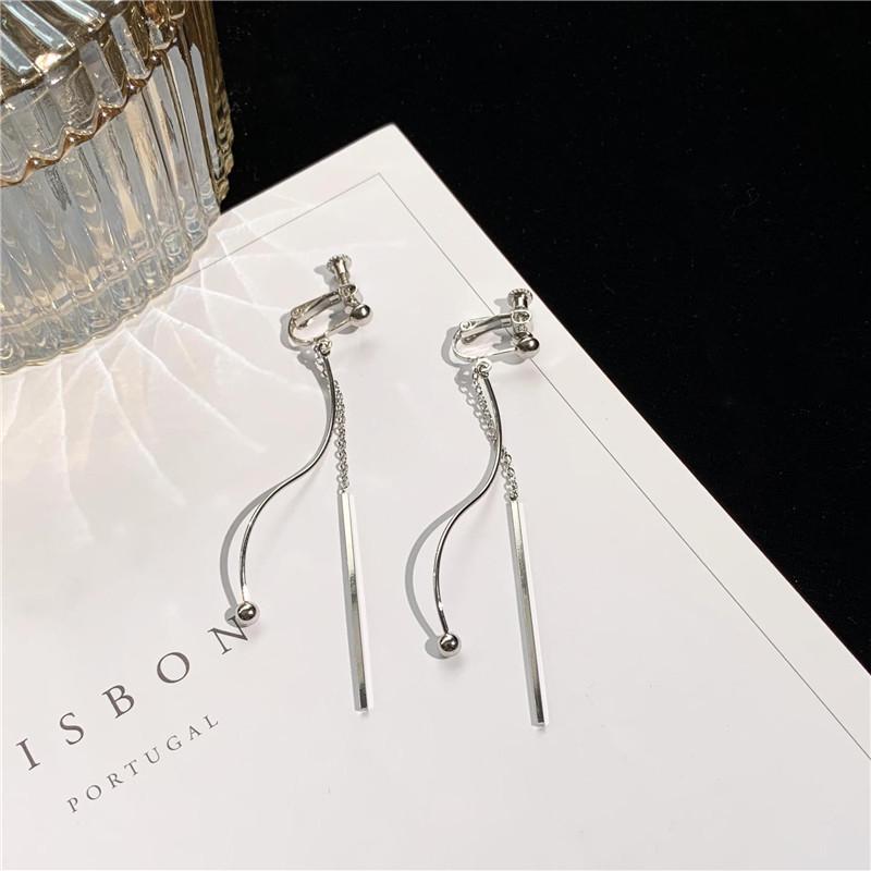 

Корейские длинные серьги-кисточки S-Line: 2023 Модные универсальные серьги-клипсы для женщин