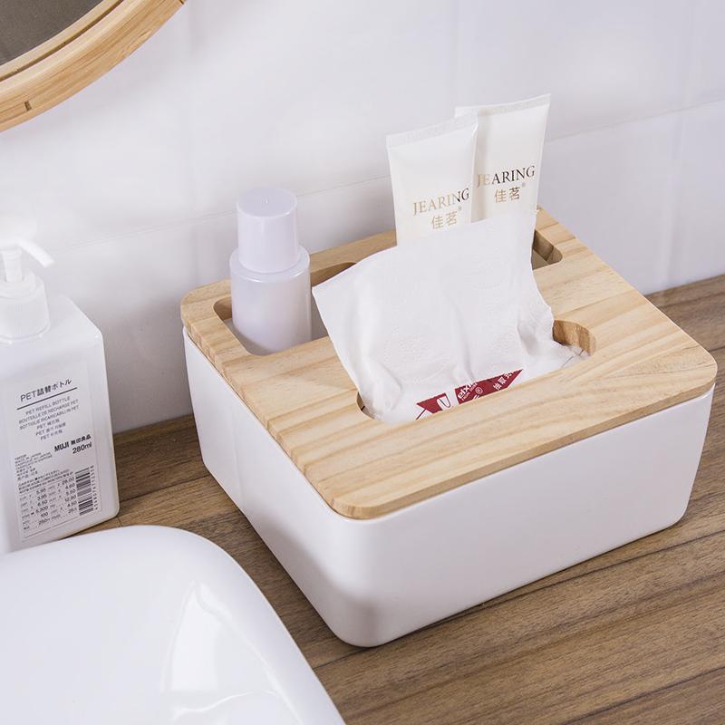 Modern Tissue Box with Wooden Cover Home Office Decoration Tissue Case Minimalist Style Paper Rack Napkin Tissue Holder