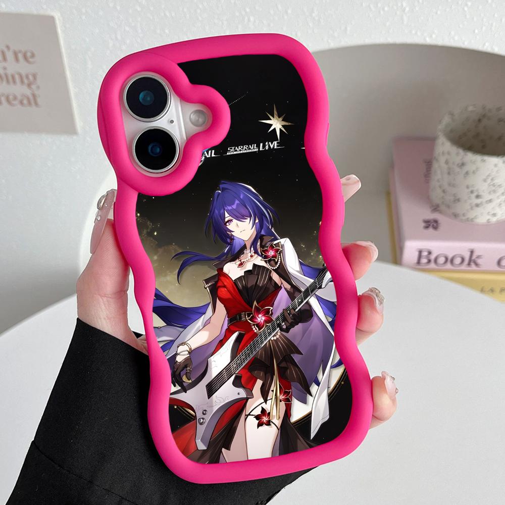 HSR Acheron Wavy Edge TPU Mobile Phone Case for iPhone 17 16 15 14 13 12 11 Air Pro Max Plus Colorful Cover