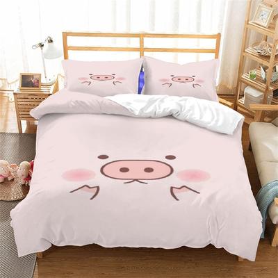 Cartoon Lovely Pig Duvet Cover Kawaii Animals Bedding Set King Microfiber Farmhouse Wildlife Theme Comforter Cover Pillowcases