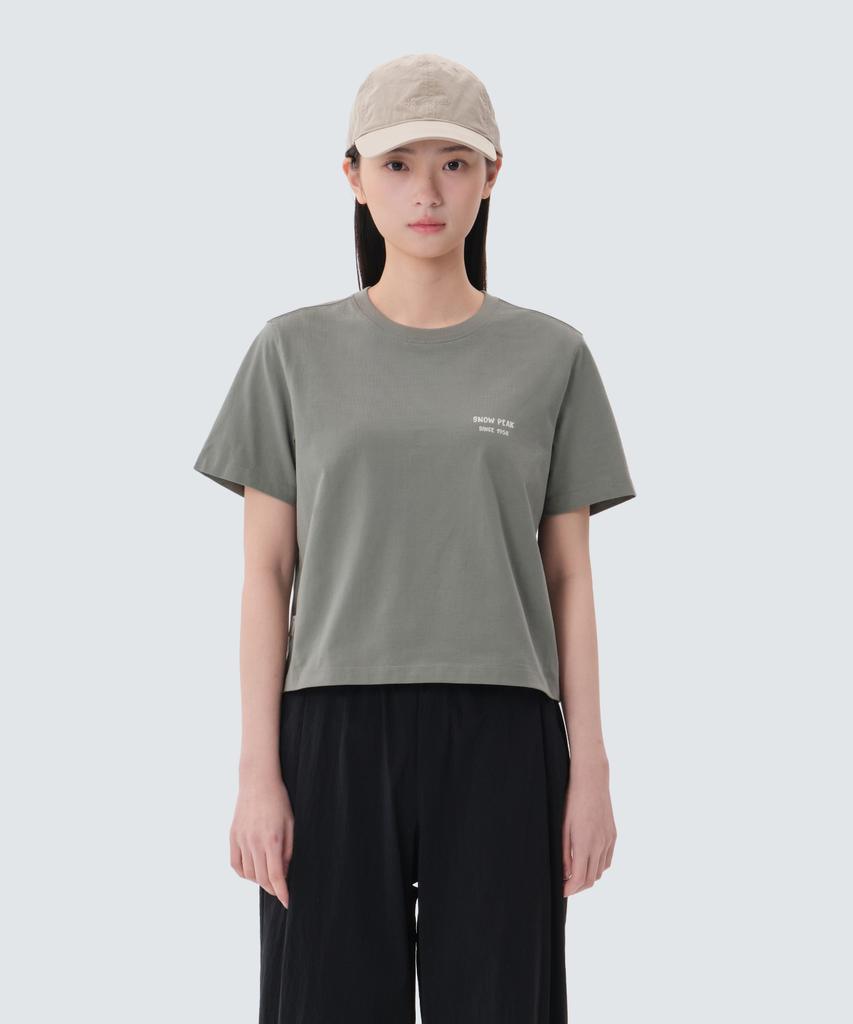 SNOWPEAK APPAREL Cotton Women'S Crop Short Sleeve T-Shirt (S25Mwfts65) Light Khaki