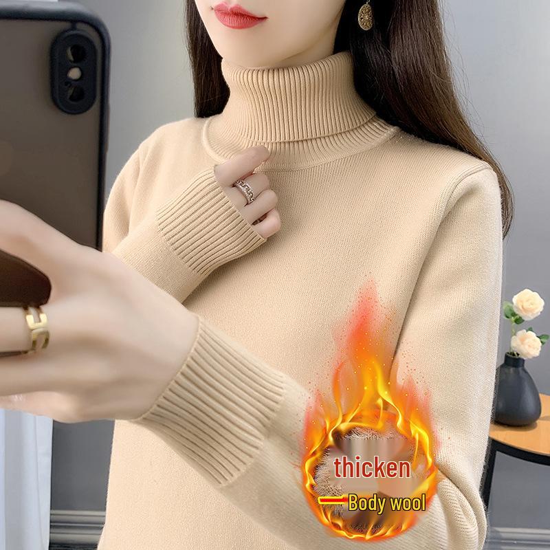 Women's Winter Warm Half-High Collar Knit Base Layer One-Piece Velvet Sweater (2025 Edition)