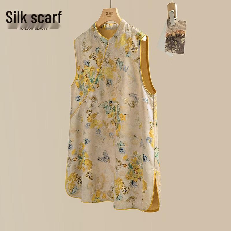 Si Baishe New Chinese Style Printed Sleeveless Shirt S