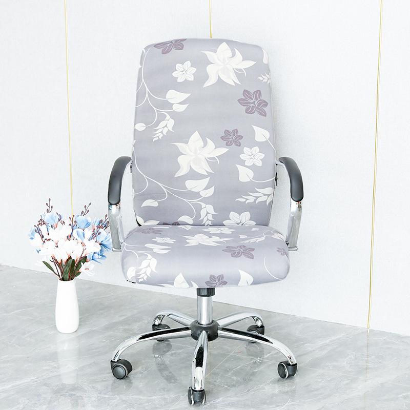

Stretch Spandex Printed Milk Silk Office Chair Cover with Zipper Removable Anti-dirty Computer Rotating Chair Protector M