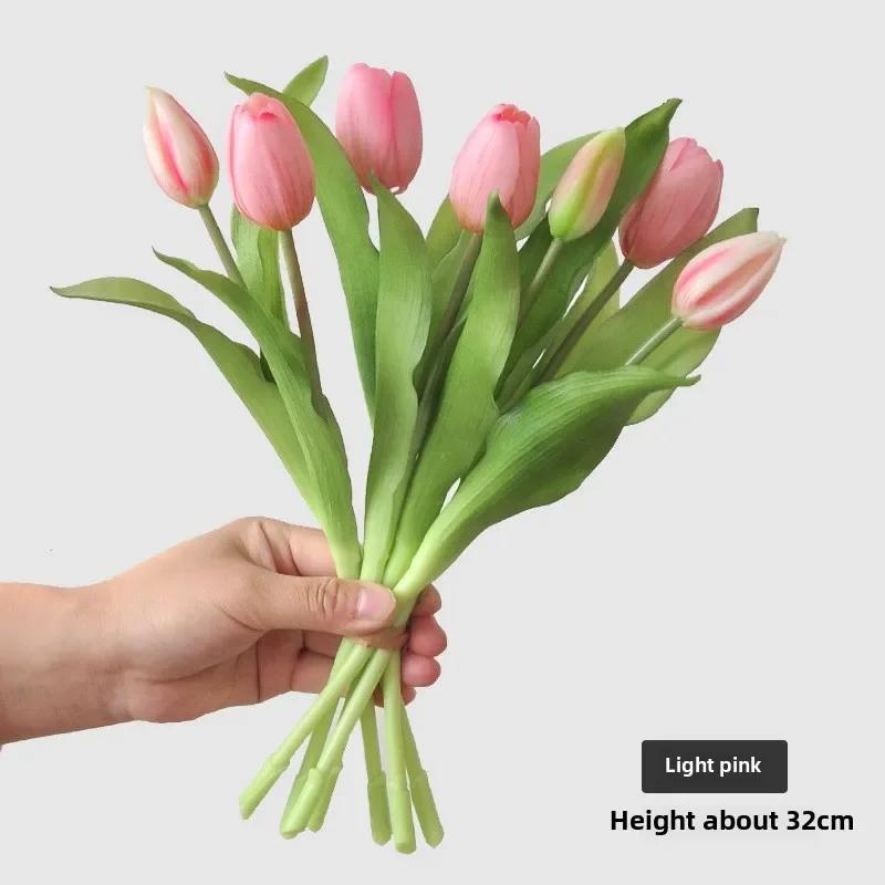 7pcs/Bouquet New Silicone Tulip Artificial Flower 40cm Real Touch Fake Plant B For Wedding Decoration Home Garen Acceeeories