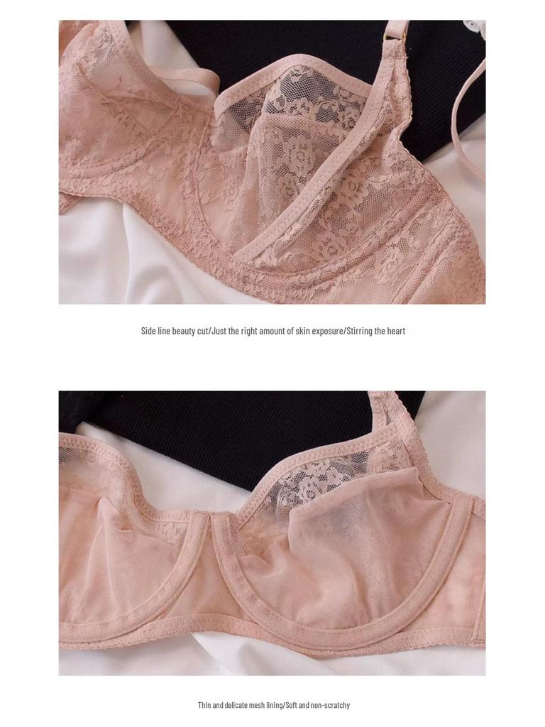 Summer Sheer Lace Lingerie Set: French-Inspired, Plus-Size Bra Minimizer