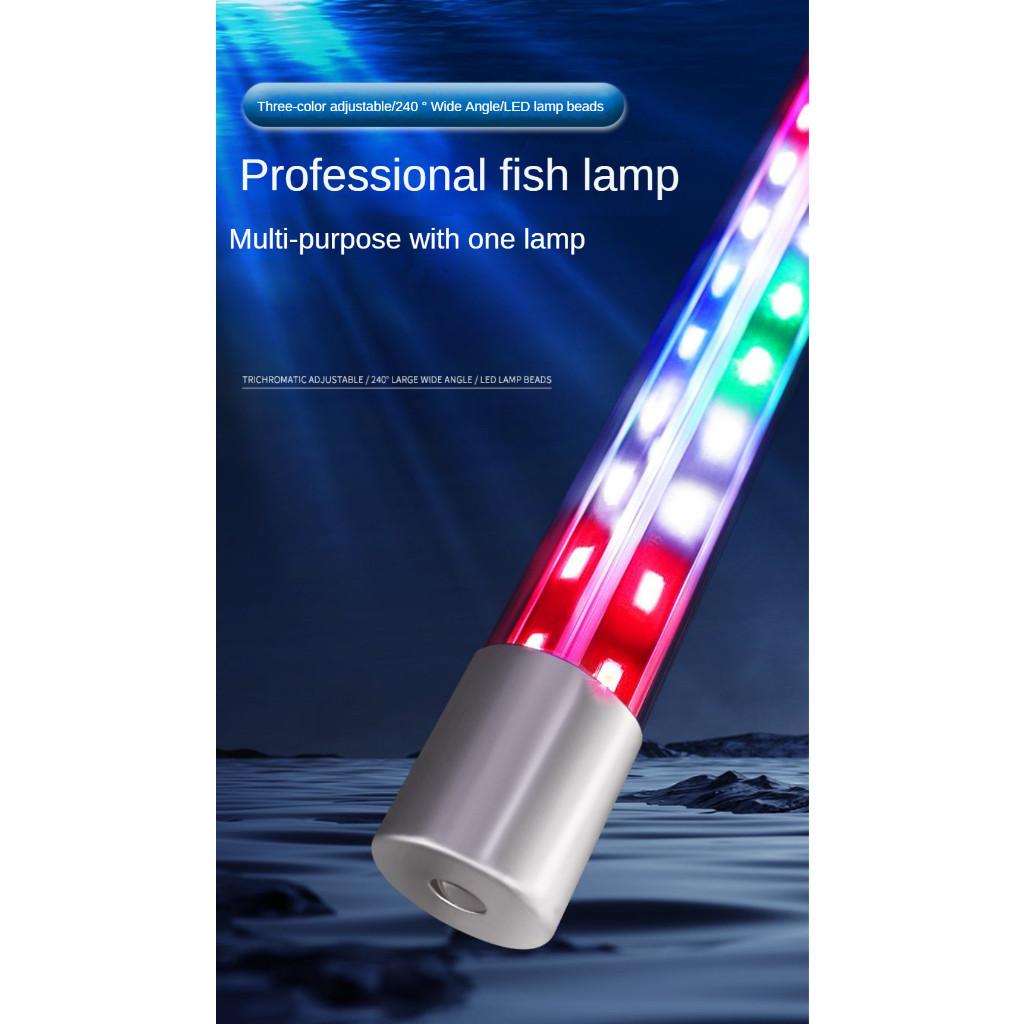 Tube Fish Tank Lighting LED Lamp Full Spectrum Three-Color Brightening Color-Enhancing Diving Light Waterproof Aquarium Light
