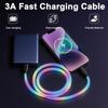 120W Flowing Led Luminous RGB USB A To Type C Charging Cable Sync Data Usb Cable for 17 16 15 Pro Huawei Samsung Oppo