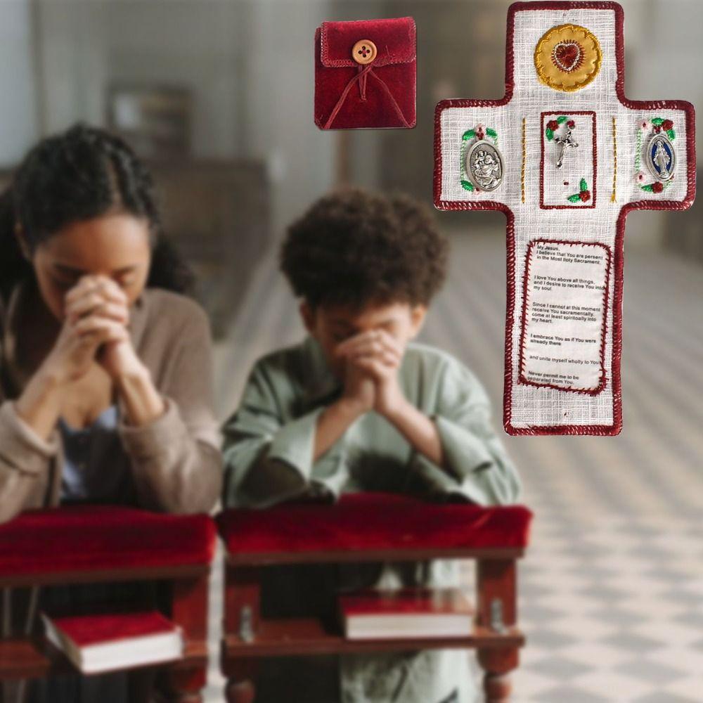 Blessings Pocket Shrine Silver Cross Prayer Mat Creative Mini Prayer Quilt Travel