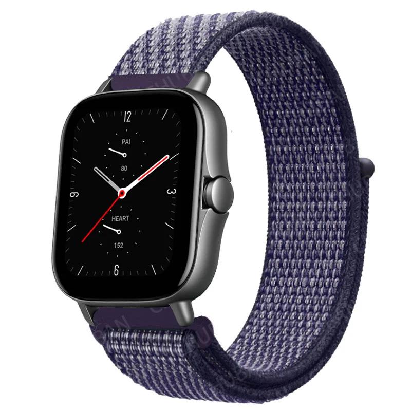 20mm/22mm Nylon Loop watch band For Amazfit GTS/4/2e/3/GTS2 Mini/GTR 4/3 pro/47mm/GTR2/2e/stratos Bracelet Amazfit bip-u strap