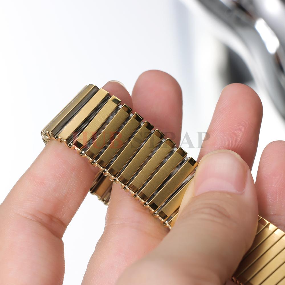 Edelstahlarmband 16mm-22mm Elastisches Armband Metall-Uhrenarmbänder für Herren Damen Ersatz Business-Armband Universelles Armband